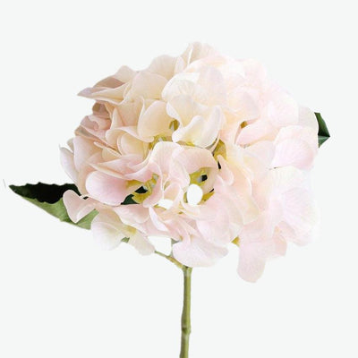 Cette image montre une fleur d'hortensia artificiel rose clair. Cette hortensia est une fleur artificielle pour cimetière