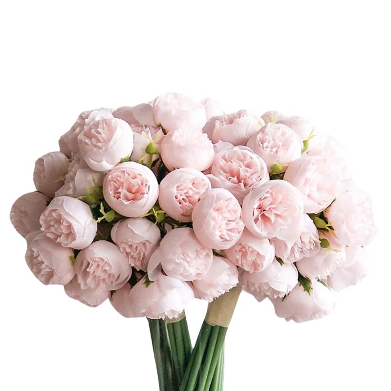 Bouquet de Pivoines artificielles roses pales 21 fleurs