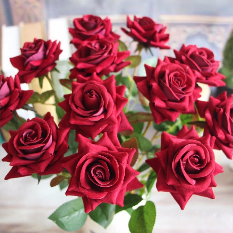 bouquet rose artificielle rouge