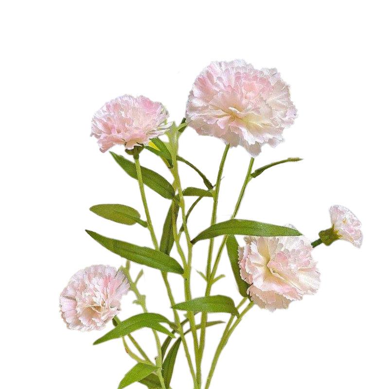 Cette image montre des Œillets artificiels rose clair en soie, Cette fleur artificielle est idéale pour l'extérieur.