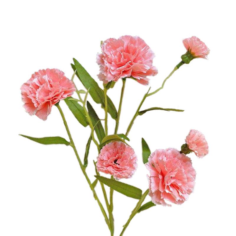 Cette image montre des Œillets artificiels rose en soie, Cette fleur artificielle est idéale pour l'extérieur.