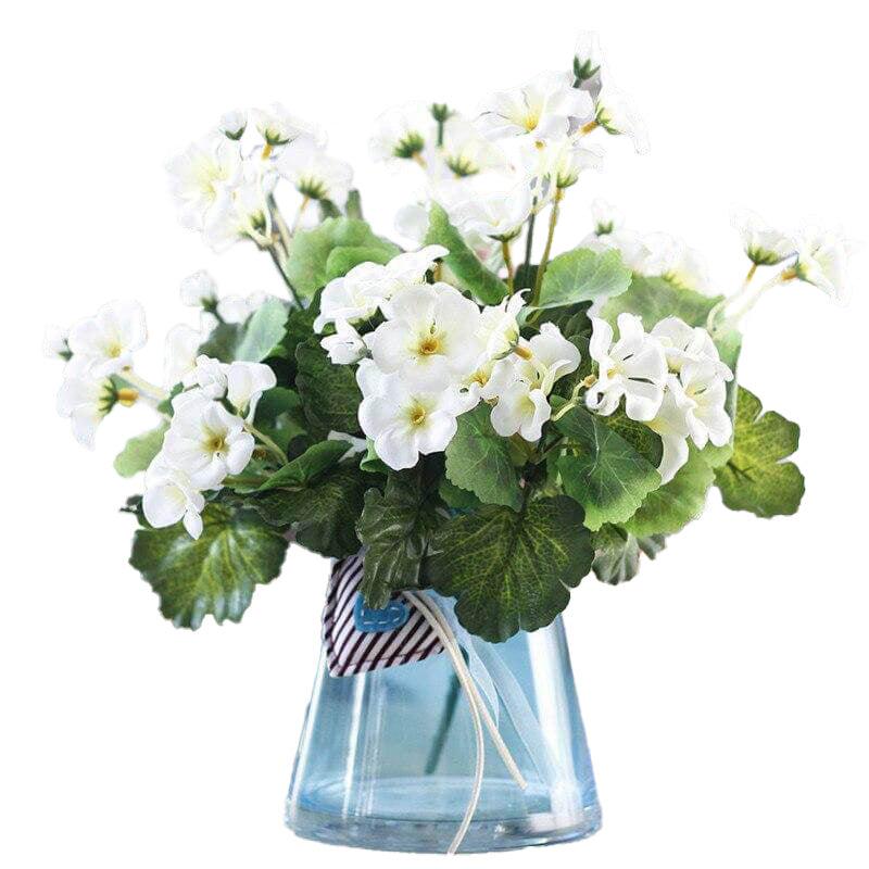 Cette image montre un bouquet de bégonia artificiel de couleur blanche