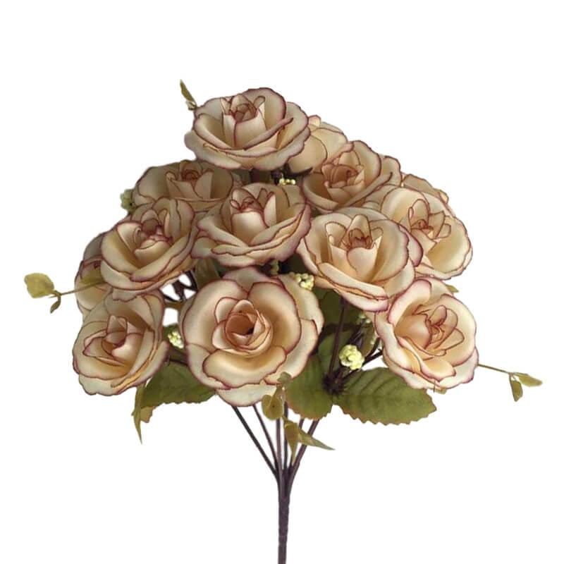 Rose artificielle - Bouquet de roses artificielles cafés 32 cm