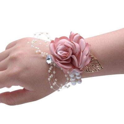 bracelet fleur mariage rose pâle