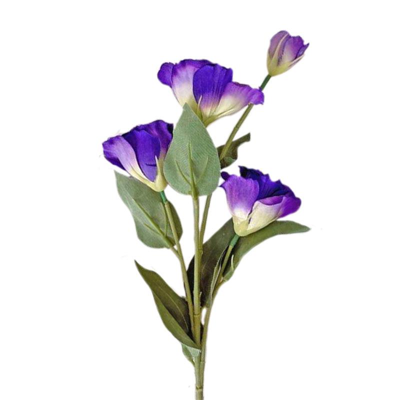 Cette image montre une fleur artificielle de Lisianthus de couleur violette.Ce sont des fleurs artificielles pour cimetière