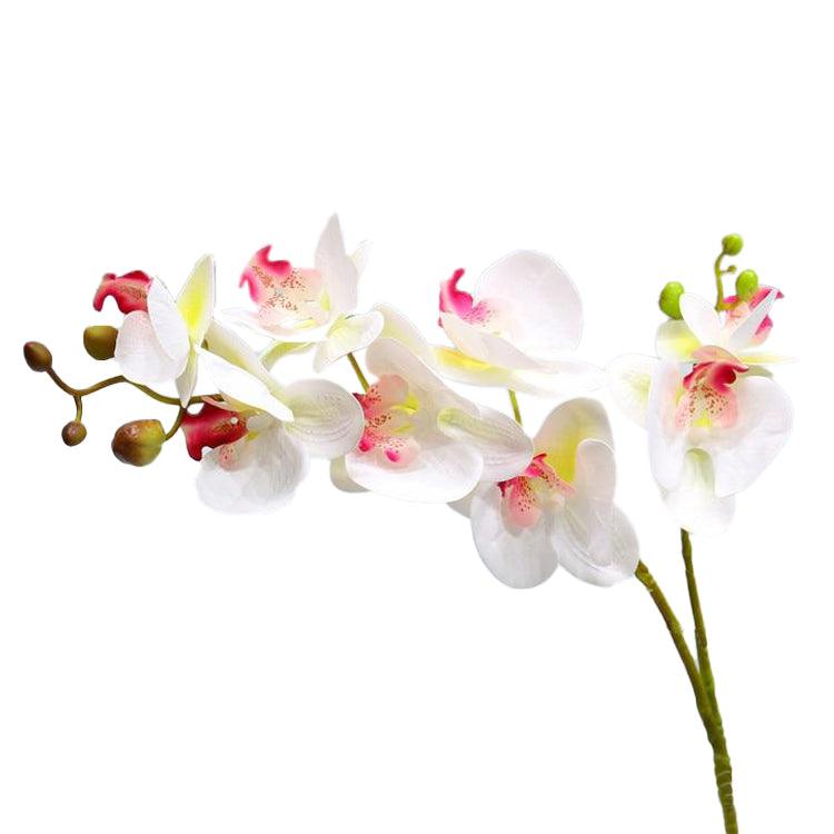 Cette image montre une tige d'orchidée artificielle haut de gamme de couleur rose et blanc