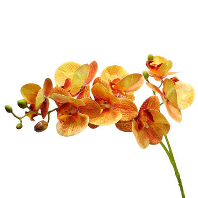 Cette image montre une tige d'orchidée artificielle haut de gamme de couleur orange