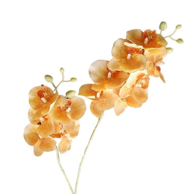 Cette image montre une orchidée artificielle de couleur jaune et orange