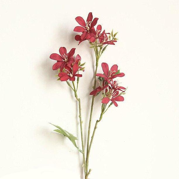 Cette image montre une tige d'orchidée artificielle de couleur rouge