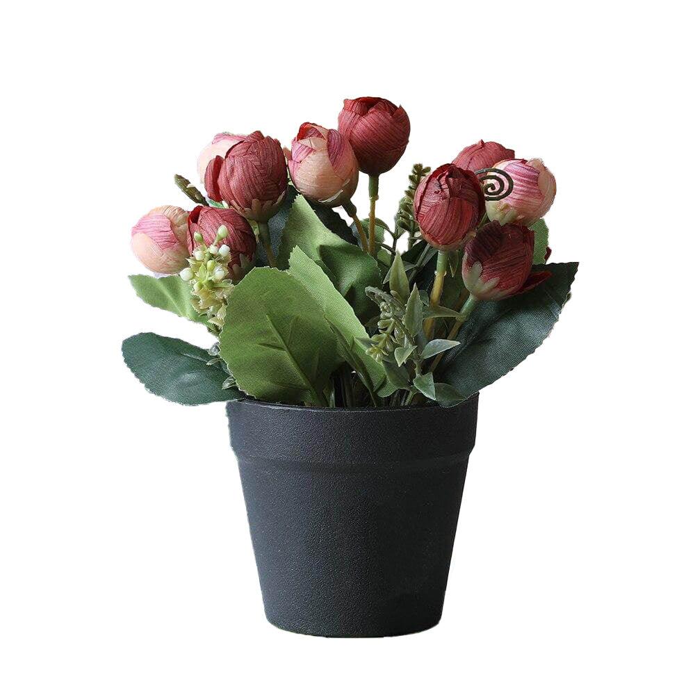 Roses artificielles - Pot de roses artificielles 16 cm