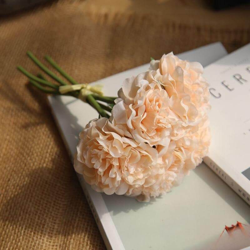 Bouquet de fleurs artificielles - Pivoine champagne 26cm