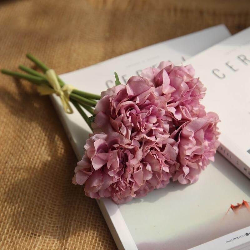 Bouquet de fleurs artificielles - Pivoine violette 26cm