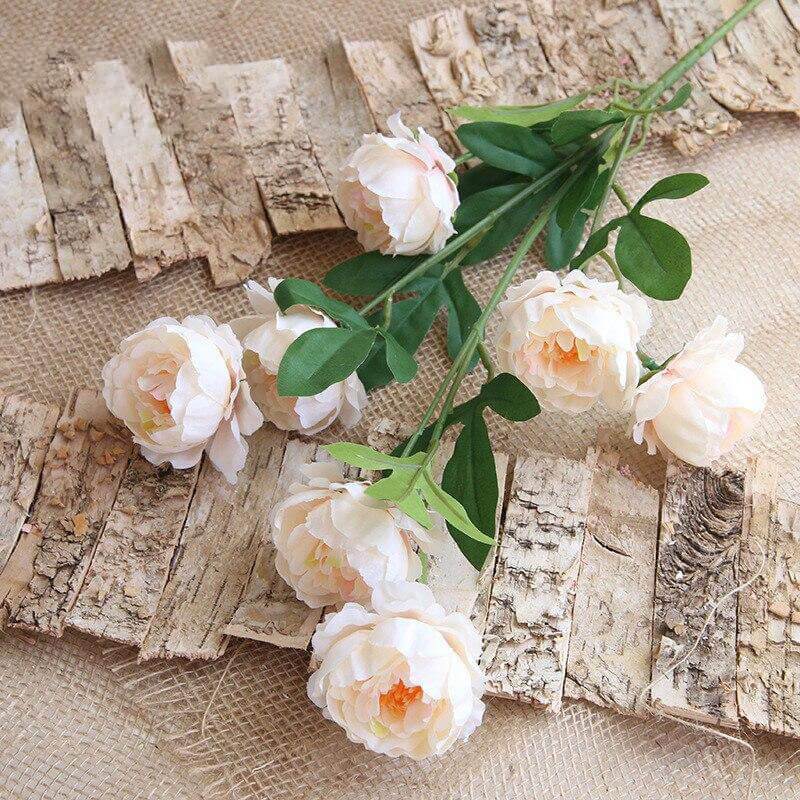 Bouquet de roses artificielles - Rose champagne haut de gamme 75 cm