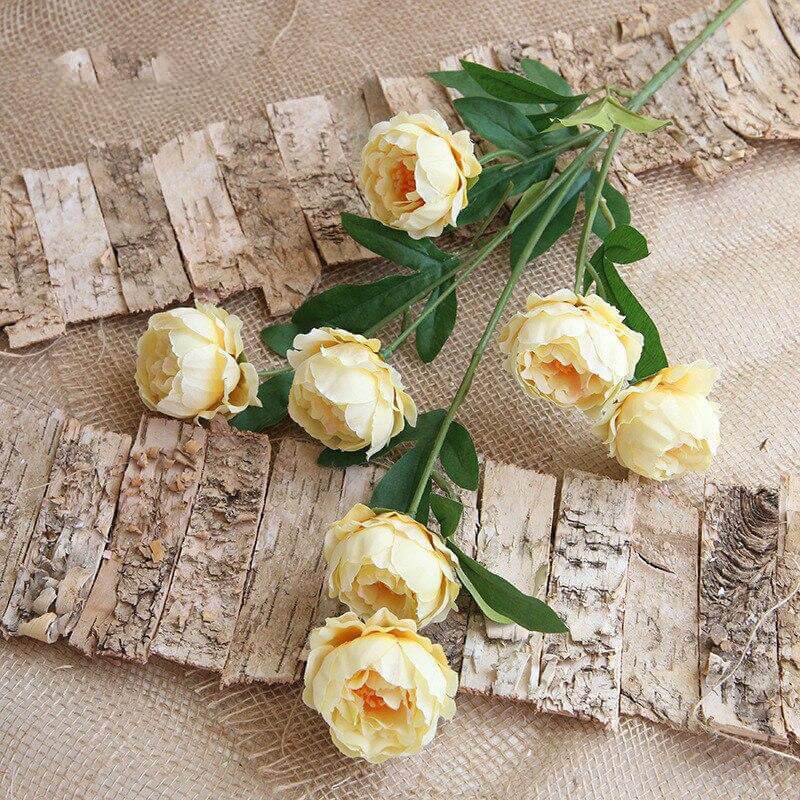 Bouquet de roses artificielles - Rose jaune haut de gamme 75 cm