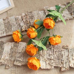 Bouquet de roses artificielles - Rose orange haut de gamme 75 cm