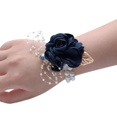 Bracelet champêtre pour mariage avec fleur bleue foncée