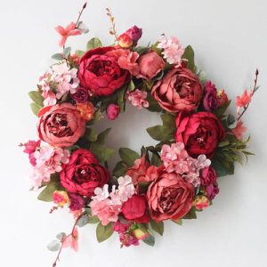 Couronne de pivoines artificielles rouges
