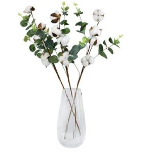 Branche de fleur de coton (4 boules) 62 cm