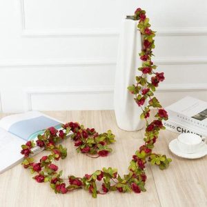 Guirlande fleur artificielle champêtre rouge