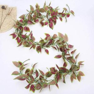 Guirlande fleur artificielle fleurie verte 2m