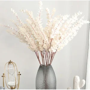 Plante artificielle - Branche d'eucalyptus artificiel blanche