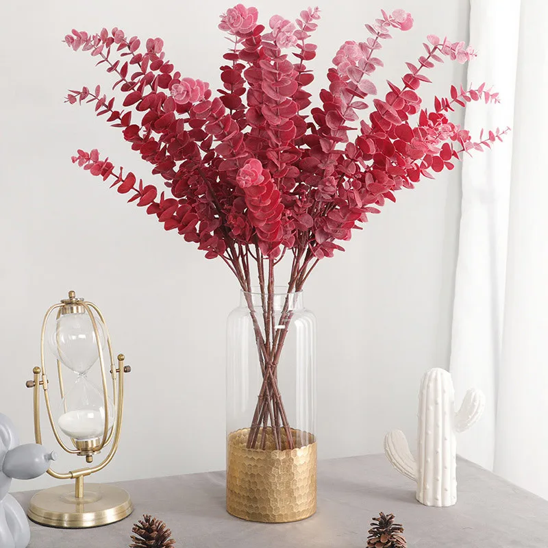 Plante artificielle - Branche d'eucalyptus artificiel rouge