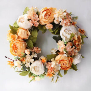 Couronne de pivoines artificielles oranges