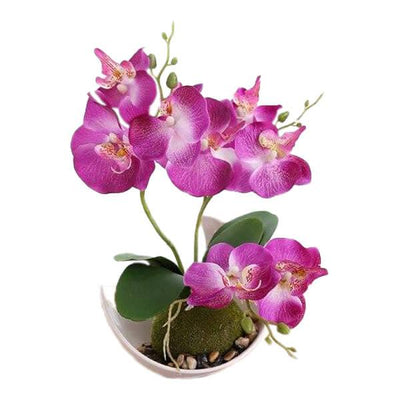 Orchidée artificielle violette en pot 27 cm