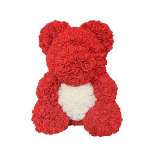 Ours en rose rouge avec cœur