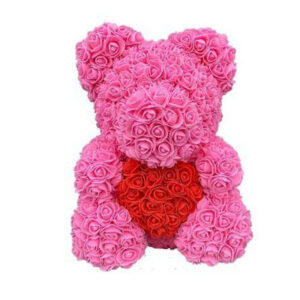 Ours en rose rose à cœur rouge
