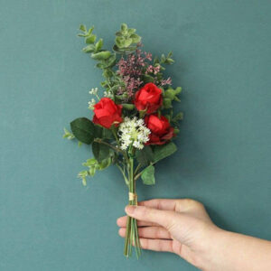 Rose artificielle - Petit bouquet de roses artificielles rouges
