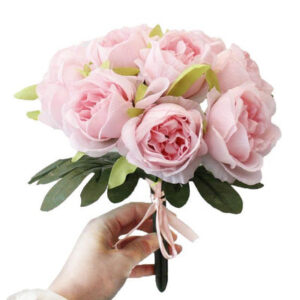 Roses artificielles - Bouquet de roses artificielles en tissu 28 cm