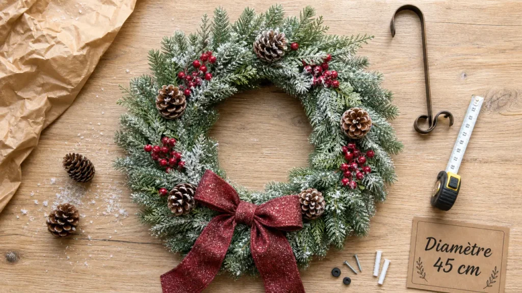 Couronne de porte noel 55 à 80 cm pour grande entrée