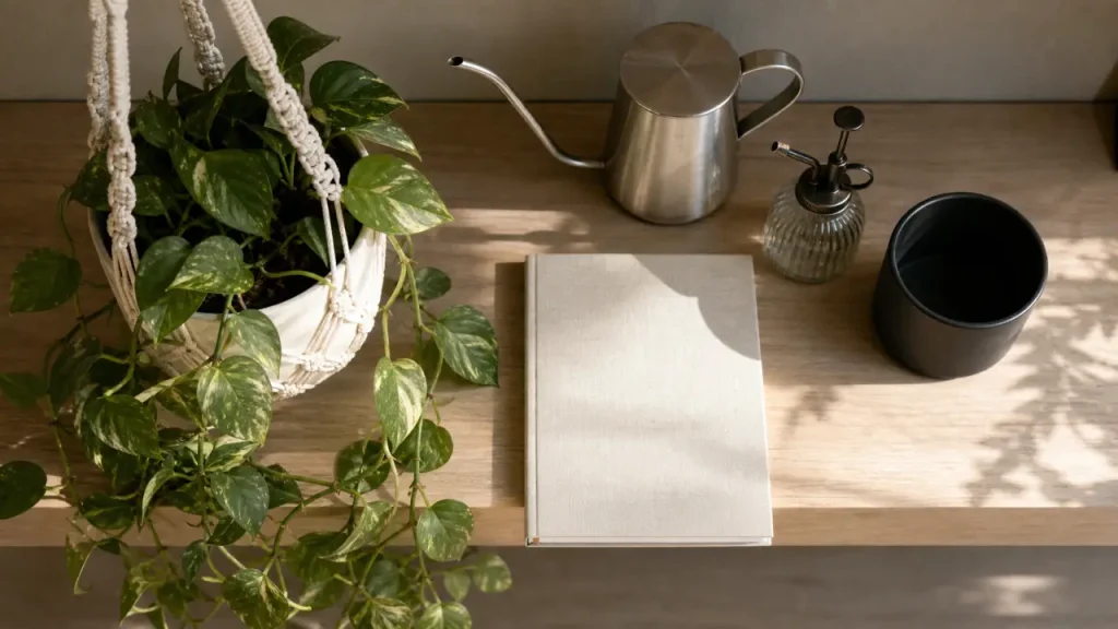 Plante qui pend : pothos retombant en suspension macramé