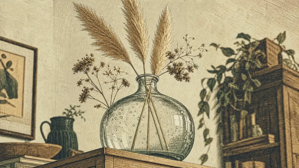 Que mettre dans une dame jeanne : fleurs séchées et herbes de la pampa en verre