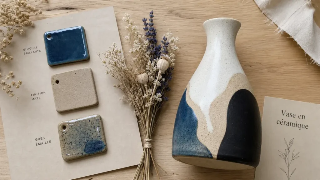 Vases céramique : formes organiques et finitions artisanales, gros plan émaux