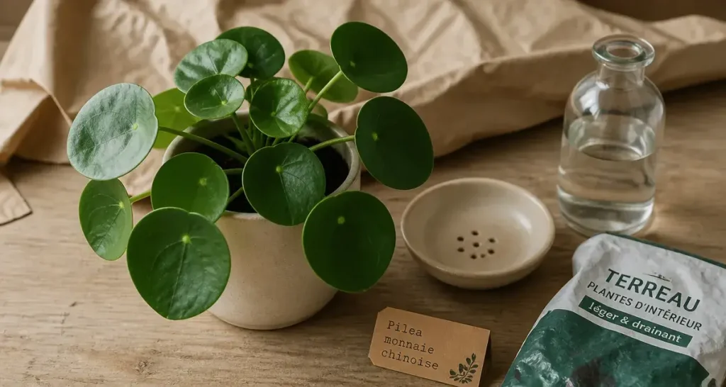 Pilea peperomioides, plante verte à feuilles rondes