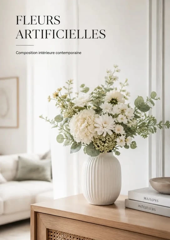 Bouquet de fleurs artificielles dans un intérieur contemporain élégant