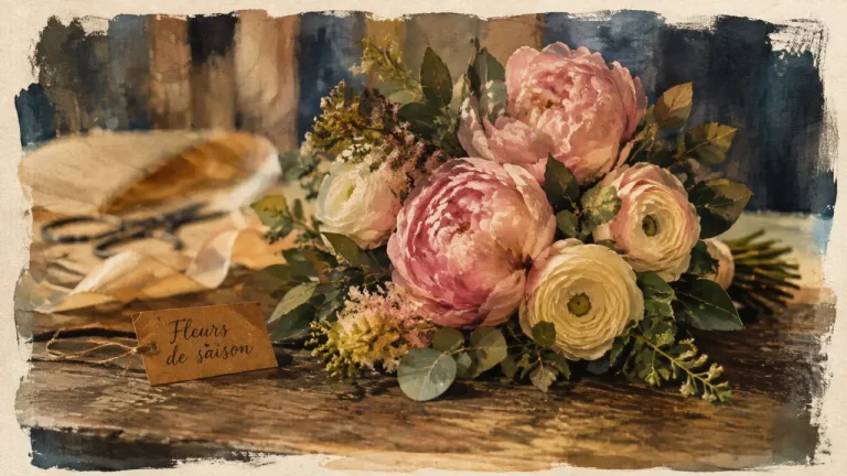 Fleurs pour bouquet de mariée saisonnier : pivoines et renoncules