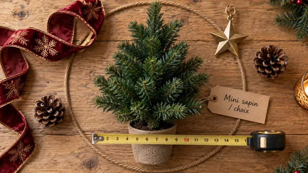 Petit sapin de Noël artificiel : diamètre mesuré